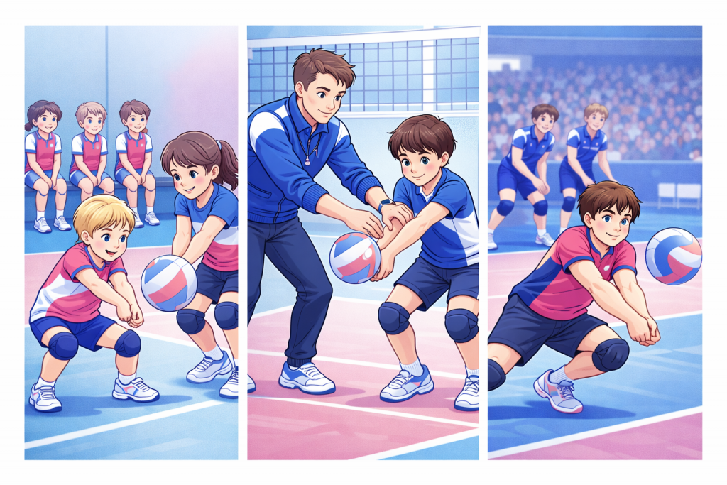 Pallavolo insegnamento bagher 6-10 anni, 11-14 anni, 15-18 anni