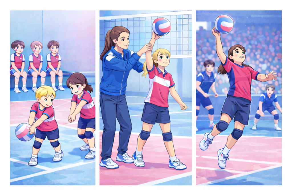 Servizio nella pallavolo giovanile: progressione tecnica dai 6 ai 18 anni con gesto dal basso e dall’alto